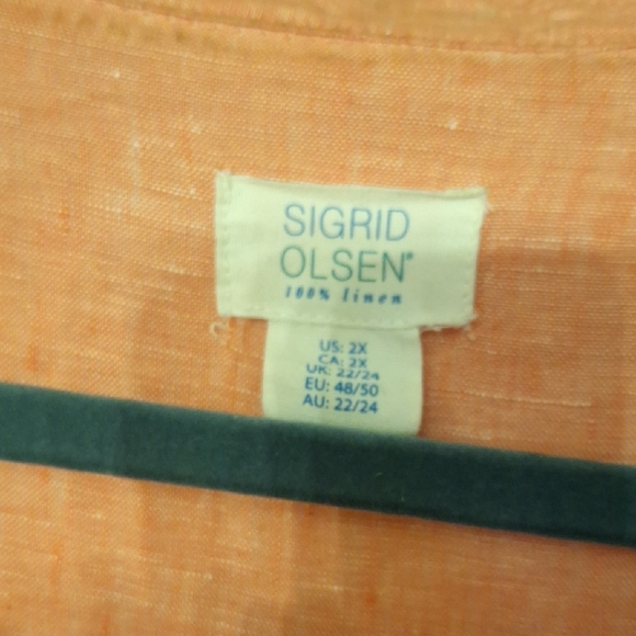 Sigrid Olsen Salmon-Pink 100% Linen Roll-Tab Tunic - Picture 3 of 7